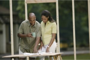 Couple on home construction site